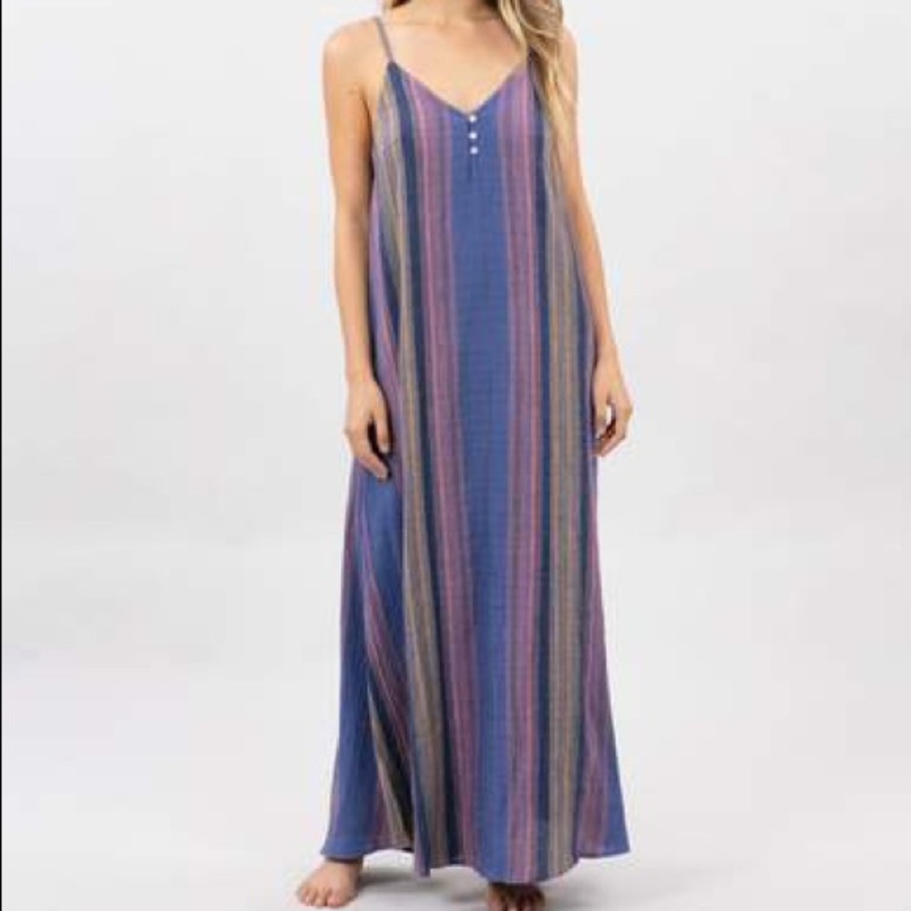 RIP CURL WOMENS DRESS GOLDEN DAYS STRIPE MAXI